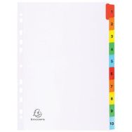 Lot de 20 Intercal. imprimés num. carte blanche 160g 10 positions A4