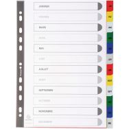 Lot de 20 Intercalaires imprimés mensuels pp couleurs janv-décembre A4
