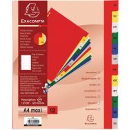 Lot de 20 Intercalaires mensuel pp couleurs 12/100e - 12 positions A4+