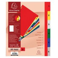 Lot de 20 Intercalaires numériques polypropylène 6 positions A4 maxi