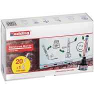 Lot de 20 Pack 20 marqueurs e660 noirs + 1 recharge offerte - EDDING