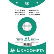 Lot de 20 Paquet 50 fiches sous film quadrillé 5x5 perforé 148x210mm