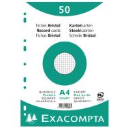 Lot de 20 Paquet 50 fiches sous film quadrillé 5x5 perforé 210x297mm