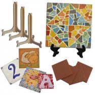 Lot de 20 plaques de terre cuite + 20 mini chevalets