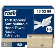 Lot de 21 Essuie-mains Multifold doux - 2 plis - Naturel - H2 Advanced