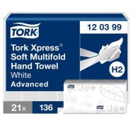Lot de 21 Essuie-mains interfoliés Doux - blanc, H2 Advanced - Tork