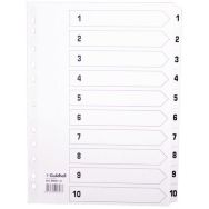 Lot de 25 Intercalaires à touches plastifiées - 10 touches 1 à 10 A4