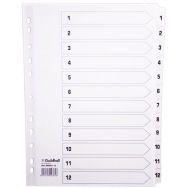 Lot de 25 Intercalaires à touches plastifiées - 12 touches 1 à 12 A4