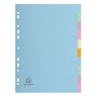 Lot de 25 Intercalaires carte pastel 180g forever 10 positions A4
