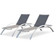 Lot de 2 Bain de soleil en aluminium Barcelona-Blanc