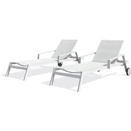 Lot de 2 Bain de soleil en aluminium Ibiza-Blanc