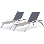 Lot de 2 Bain de soleil pré-monté empilable Barcelona blanc en lot
