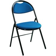 Lot de 2 Chaises pliantes tissu bleu - piètement noir