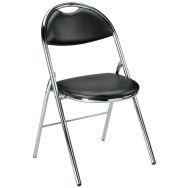 Lot de 2 Chaise pliante vinyle noire - piètement - chrome