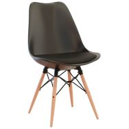 Lot de 2 Chaises Eiffel pied Hêtre massif vernis assise coloris Noir
