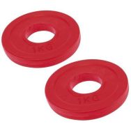 Lot de 2 Disques 1 kg - 51 mm Alesage 51 mm Caoutchoute rouge