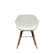 Lot de 2 Fauteuil Woody Pied Hêtre Assise Blanche