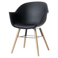 Lot de 2 Fauteuil Woody Pied Hêtre Assise Noir