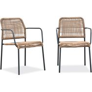 Lot de 2 Fauteuil de jardin en corde et acier-Anthracite