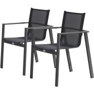 Lot de 2 Fauteuil jardin empilable Miami aluminium en lot