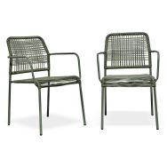 Lot de 2 Fauteuils de jardin en corde et acier-Vert