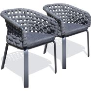 Lot de 2 Jardin en corde tissée et aluminium-Anthracite