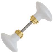 Lot de 2 Paire de poignées de porte ovales en porcelaine blanche