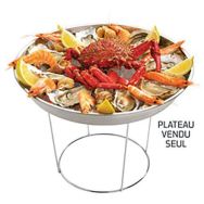 Lot de 2 Plateau à fruits de mer inox en forme ronde de 36cm
