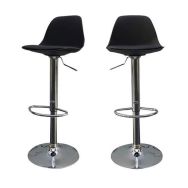 Lot de 2 Tabourets Bobba pied alu assise noire
