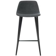 Lot de 2 Tabourets Must pied Noir assise tissu polyester Gris