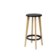 Lot de 2 Tabourets Woody pied hêtre assise noire