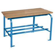 Lot de 2 bancs simples lattes bois 1 et 2 m avec grille porte-sac