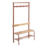 Lot de 2 bancs vestiaire lattes bois 1 ou 2 m 4 à 8 patères avec grille chaussures
