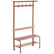 Lot de 2 bancs vestiaire lattes bois 4 à 8 patères 1 ou 2 m avec porte-sacs
