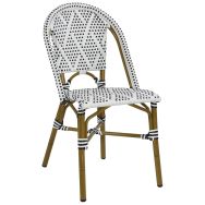 Lot de 2 chaises Paris 3 Spécial wicker blanc noir/bamboo look