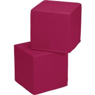 Lot de 2 poufs carrés Diabolo enduit PVC Fushia