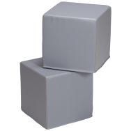Lot de 2 poufs carrés Diabolo enduit PVC Gris