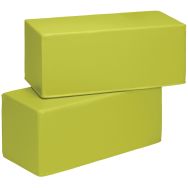 Lot de 2 poufs rectangle Diabolo enduit PVC anis