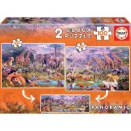 Lot de 2 puzzles 100 pièces - Animaux Sauvages