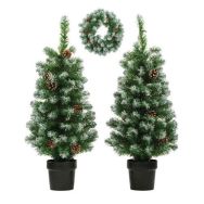 Lot de 2 sapins de Noël et guirlandes Norton avec lumières