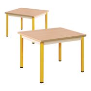 Lot de 2 tables 60 x 50 cm Chloé Plateau hêtre Piètement jaune T2