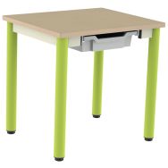 Lot de 2 tables 60 x 50 cm Chloé avec tiroir Plateau hêtre Piètement granny T3