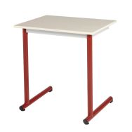 Lot de 2 tables Access 70 x 50 cm beige, chants plaqués, pieds ronds T4 rouge