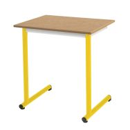 Lot de 2 tables Access 70 x 50 cm hêtre, chants plaqués, pieds ronds T3 jaune