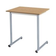 Lot de 2 tables Access 70 x 50 cm hêtre, chants plaqués, pieds ronds T6 gris