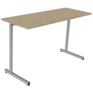 Lot de 2 tables fixes Rubi chants alaisés 130x50 hêtre miel T6 9006 gris