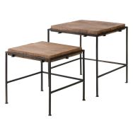Lot de 2 tables gigognes plateau bois Zaid