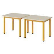 Lot de 2 tables maternelle Atlas plateau mélaminé beige ABS 60x50 T1 jaune