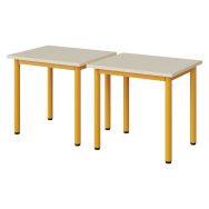 Lot de 2 tables maternelle Atlas plateau mélaminé beige ABS 60x50 T2 jaune