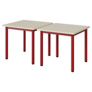 Lot de 2 tables maternelle Atlas plateau mélaminé beige ABS 60x60 T2 jaune